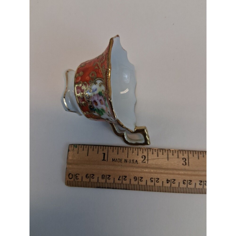 VTG  Japan Hand Painted Miniature Cup Saucer Red Gold Floral Porcelain 1920s-30s - Picture 11 of 12